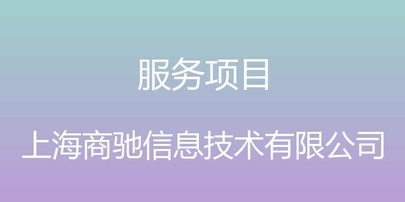 服务项目 - 上海商驰信息技术有限公司