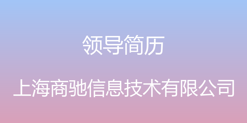 领导简历 - 上海商驰信息技术有限公司